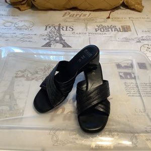 Black Italian Shoe Maker wedge sandal